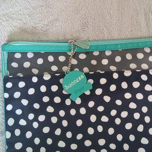 Blue and White zippered attache / file tote